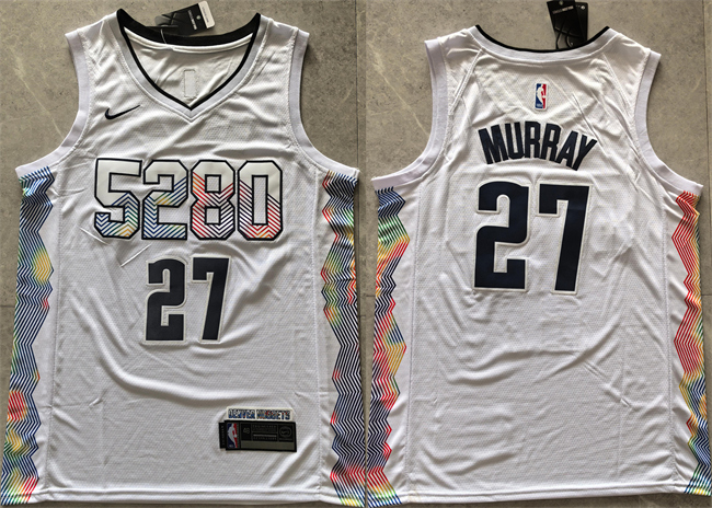 Men's White Denver Nuggets #27 Jamal Murray 2024 City Edition Stitched Basketball Jersey